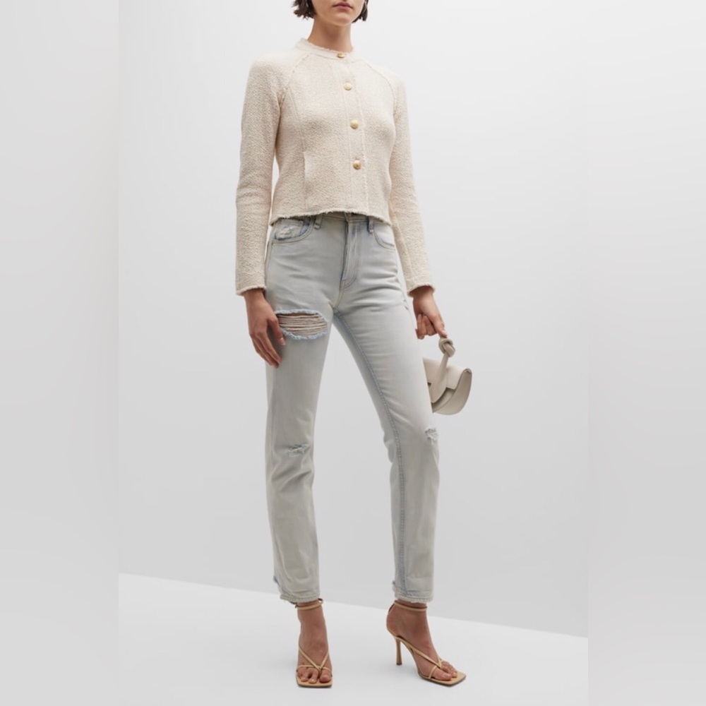Rag and Bone Marissa Tweed Tailored Jacket in White Cream Size 2.